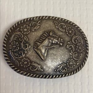 Vintage Metal Horse Belt Buckle